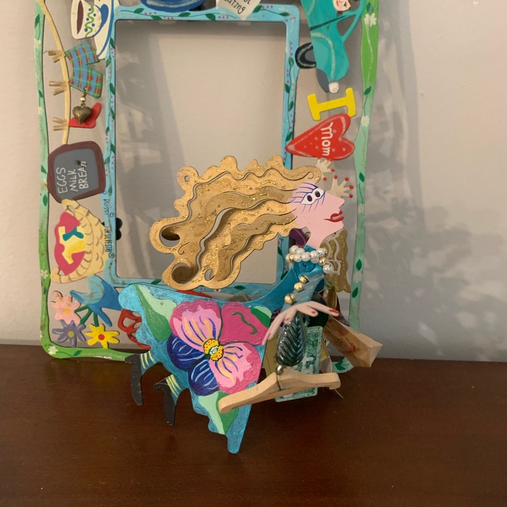 Whimsical Handmade and Hand Painted Frame and Girl Ornament